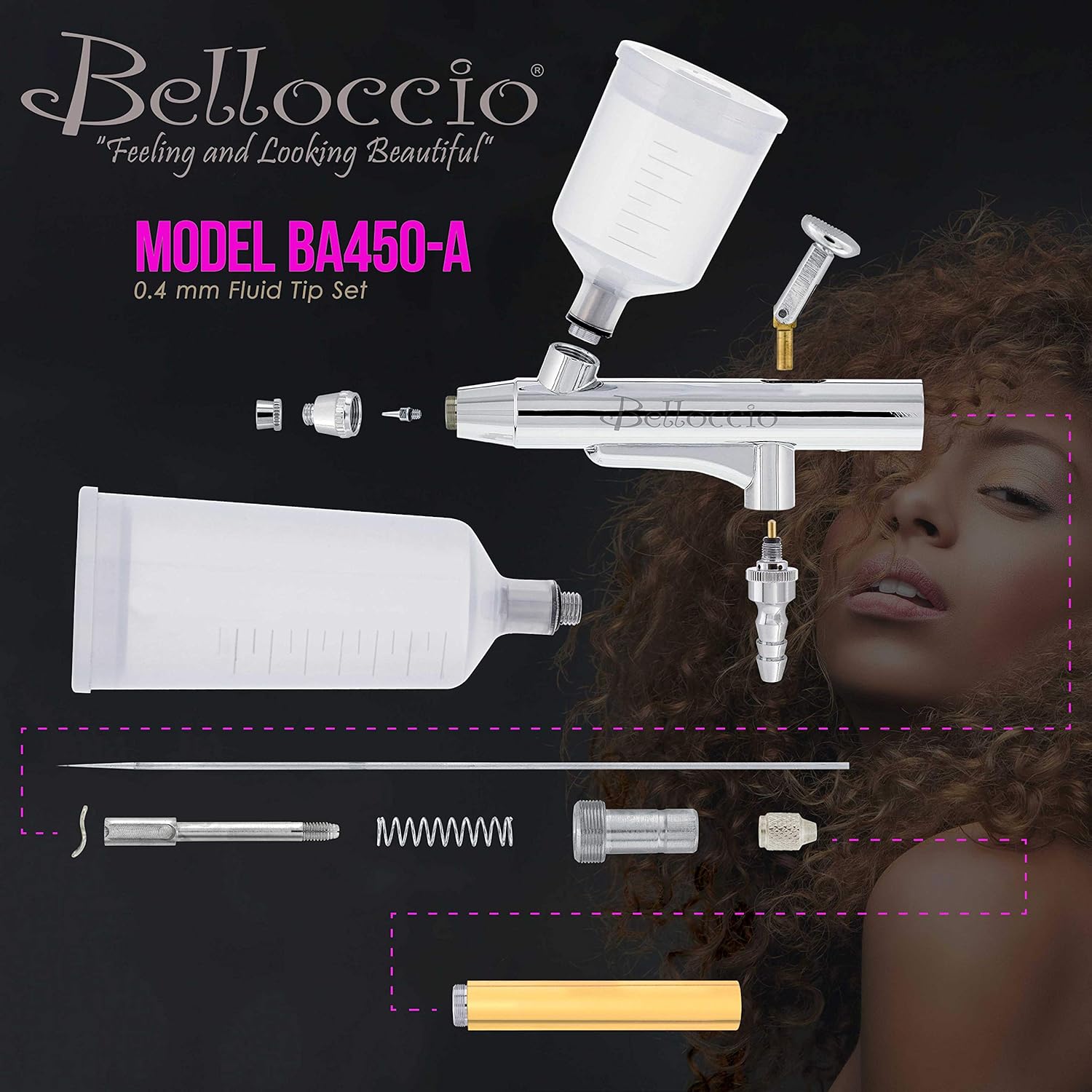 Bellocci Sunles Tannin Airbrus Multi-Purpos Precisio Gravit Fee Airbrus wit 0.4m Ti (Single-Actio o Dual-Actio Capability)