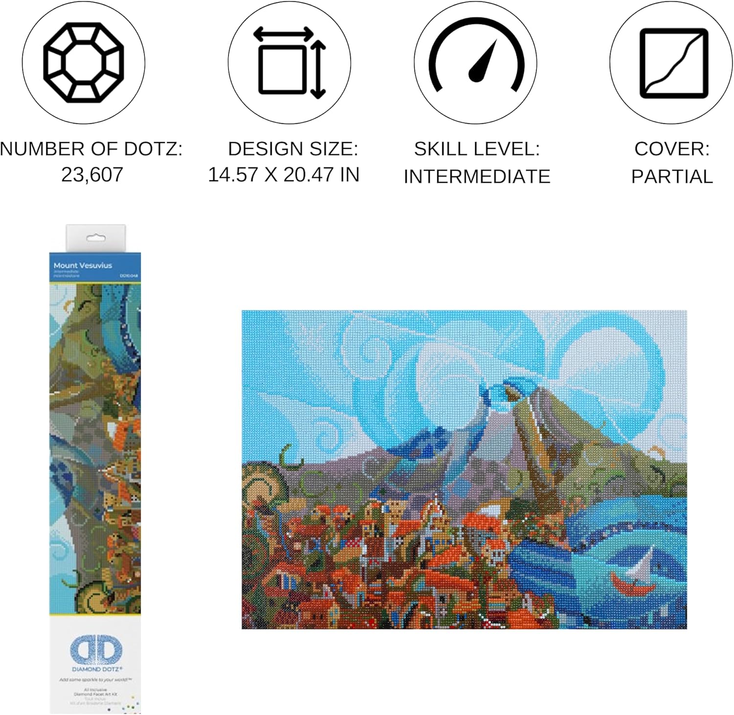 DIAMON DOT Moun Vesuviu Landscap Diamon Paintin Kit fo Adult Diamon Ar Kit Relaxin Creativ Craf Ki wit Dot Gem 14.6inchx20.5inch