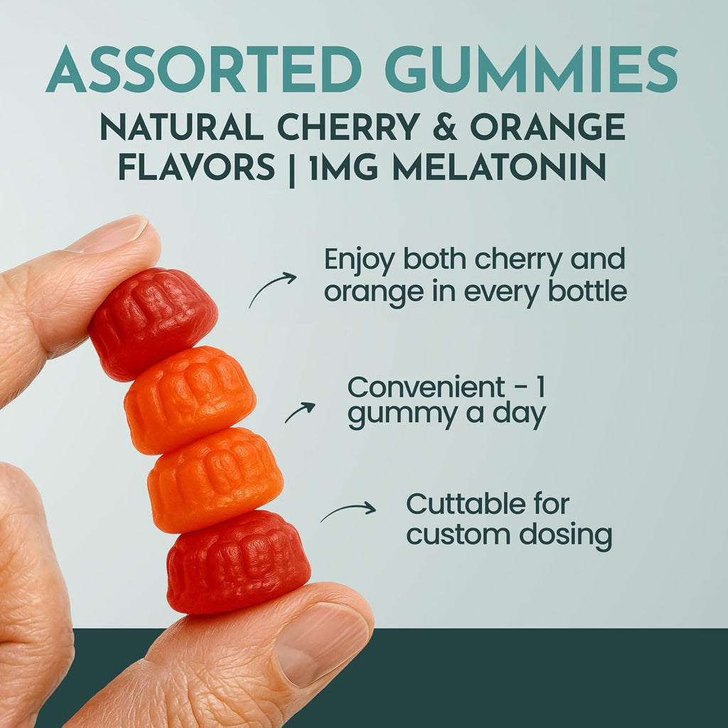 Maxi Health 1mg Melatonin Gummies ¨C Kids Melatonin Chewables with Natural Cherry Orange Flavor ¨C Adult and Baby Sleep Help Supplement to Support Restful Nights (120 Count)