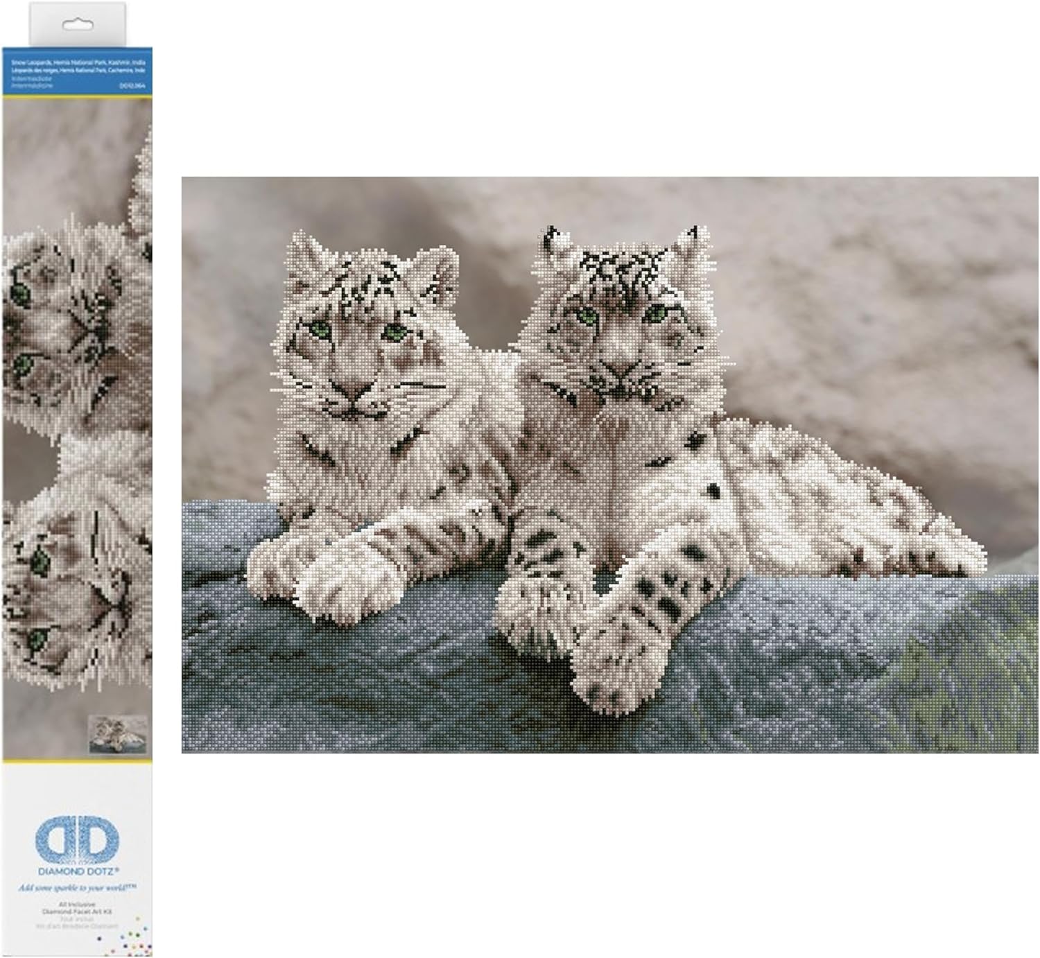 DIAMON DOT Sno Leopard Hemi Nationa Par Kashmi Indi Diamon Paintin Kit fo Adult Diamon Ar Kit Relaxin Creativ Craf Ki wit Dot Gem 19.7inchx29.5inch
