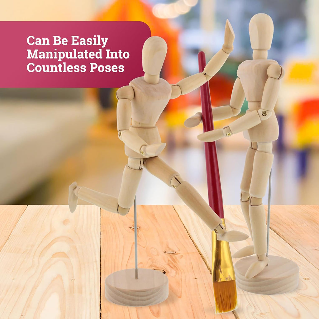 US Art Supply Wood 8" Female - Artist Drawing Manikin Articulated Mannequin with Base and Flexible Body - Perfect for Drawing The Human Figure (8" Female)