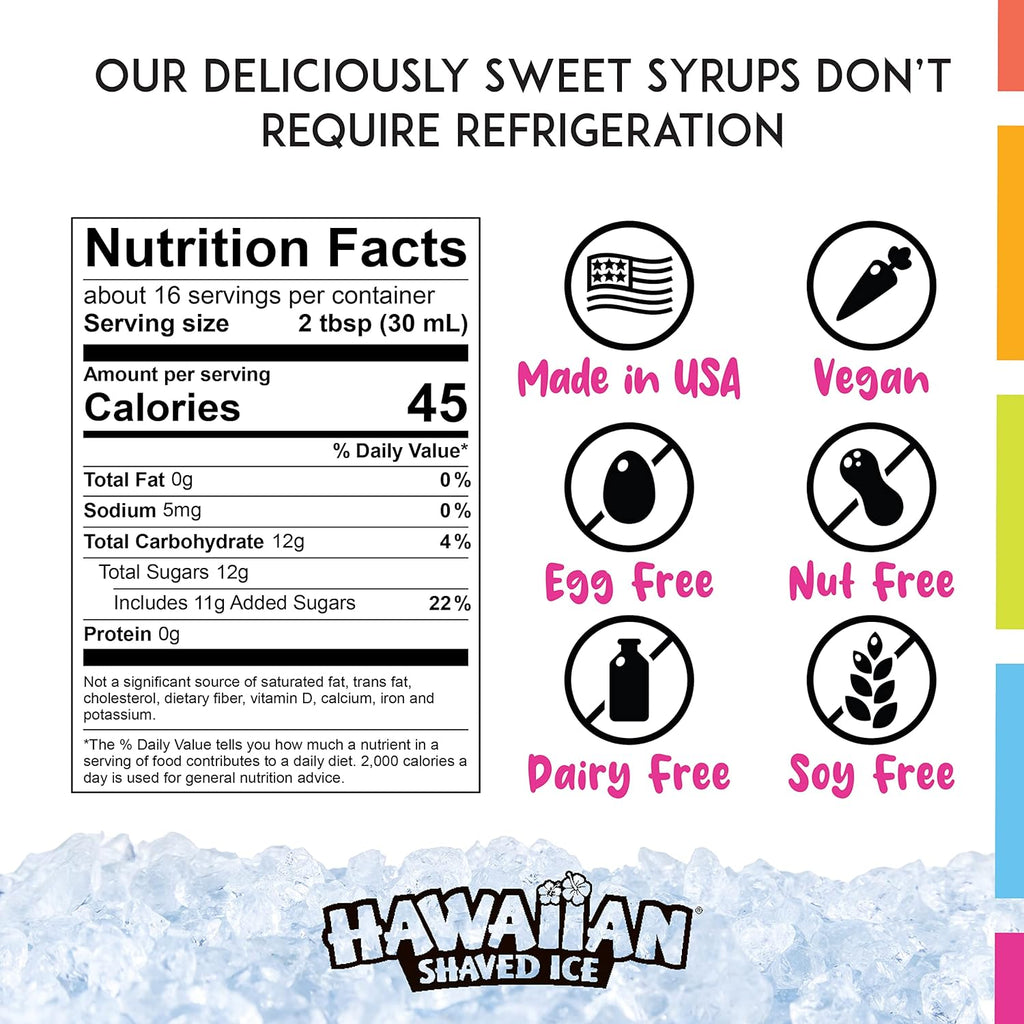 Hawaiia Shave Ic Syru Pin 6-pack Sou Cherry Sou Grape Sou Blu Raspberry Sou Gree Apple Sou Watermelon Sou Strawberr fo Slushies Italia Soda Seltzers Popsicles an More