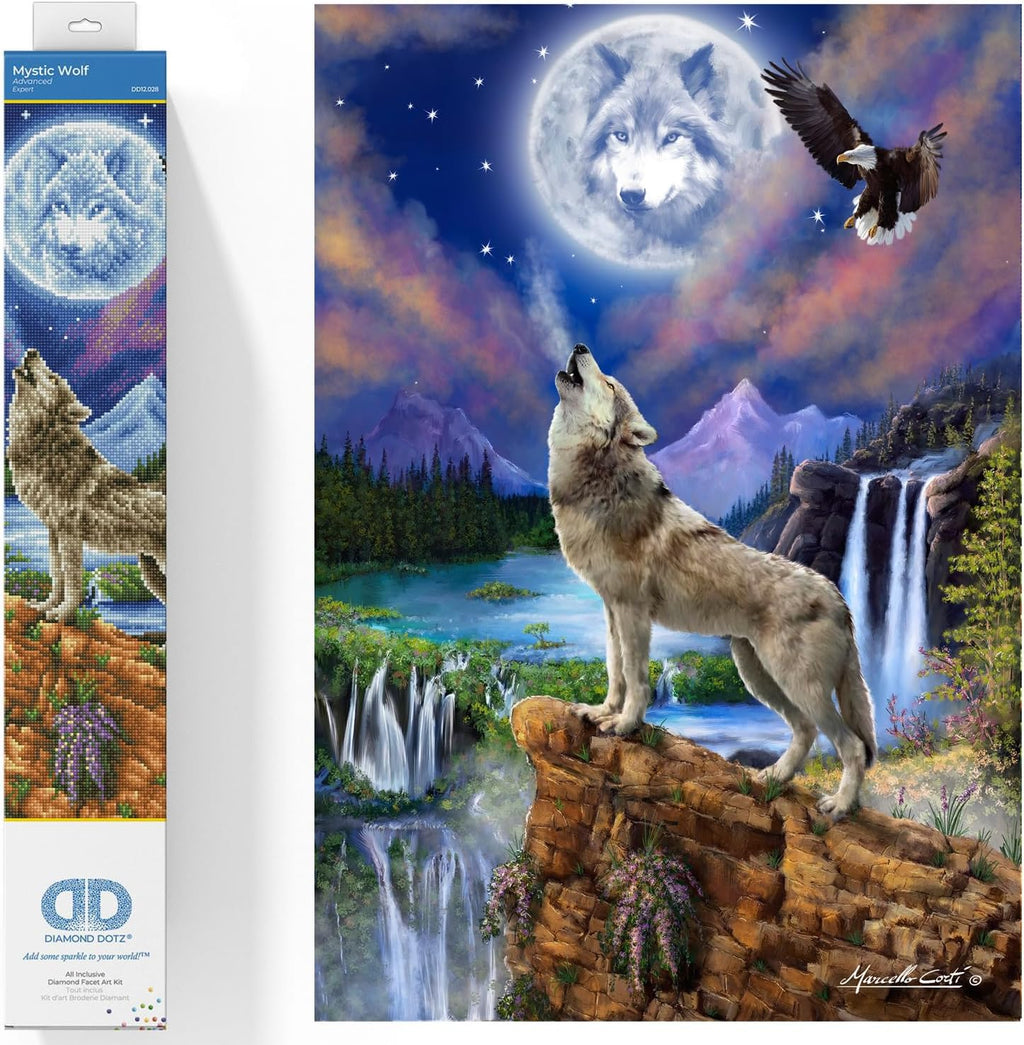 DIAMON DOT Mysti Wol Diamon Ar Ki fo Adults 26.4x18.5in Ful Drill Roun Dotz Diamon Paintin Kit Diamon Art