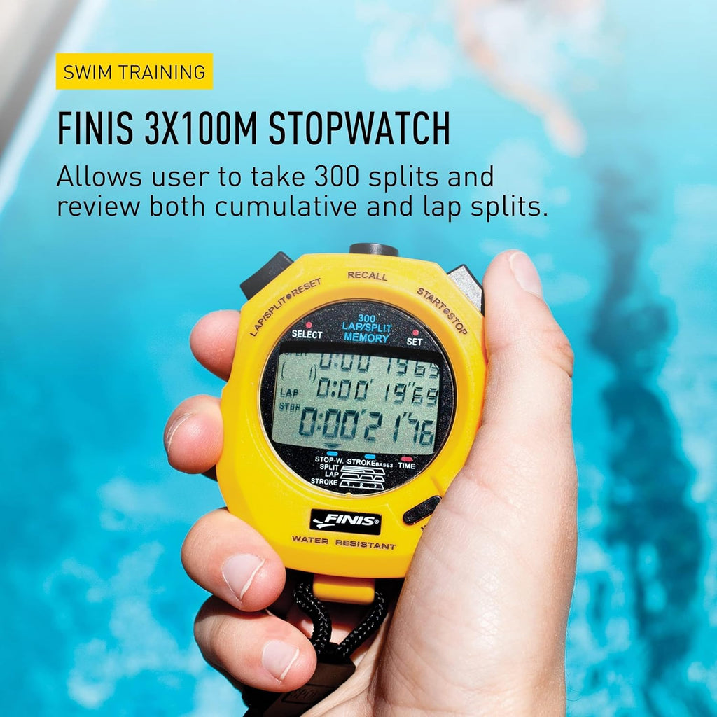 FINIS Waterproof Stopwatch for Swim Training - 300 Split Memory - Stroke Rate Mode - Easy-Read Display