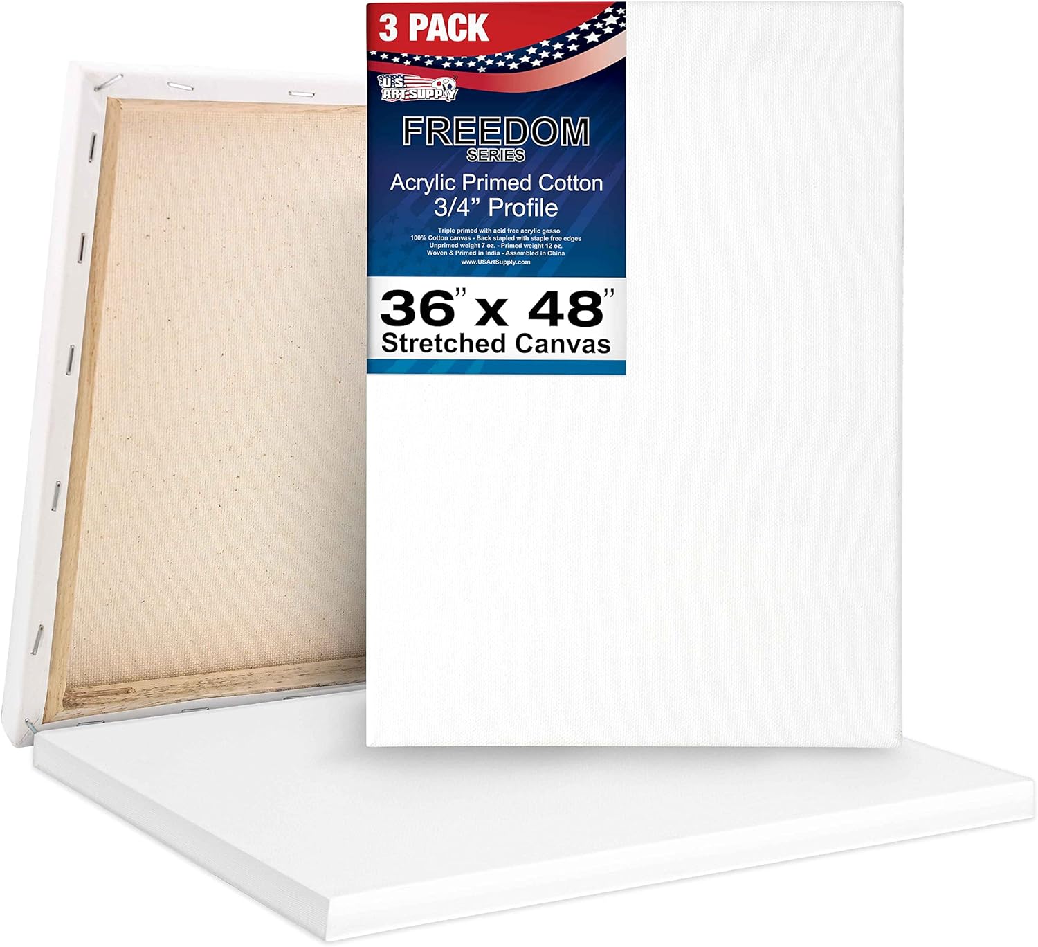 U.S Ar Suppl 3 4 inc Stretche Canva 12-Ounc Tripl Primed 3-Pac Professiona Artis Qualit Whit Blan 3/4inc Profile 100 Cotton Heavy-Weigh Gess Acryli Pouring Oi Painting