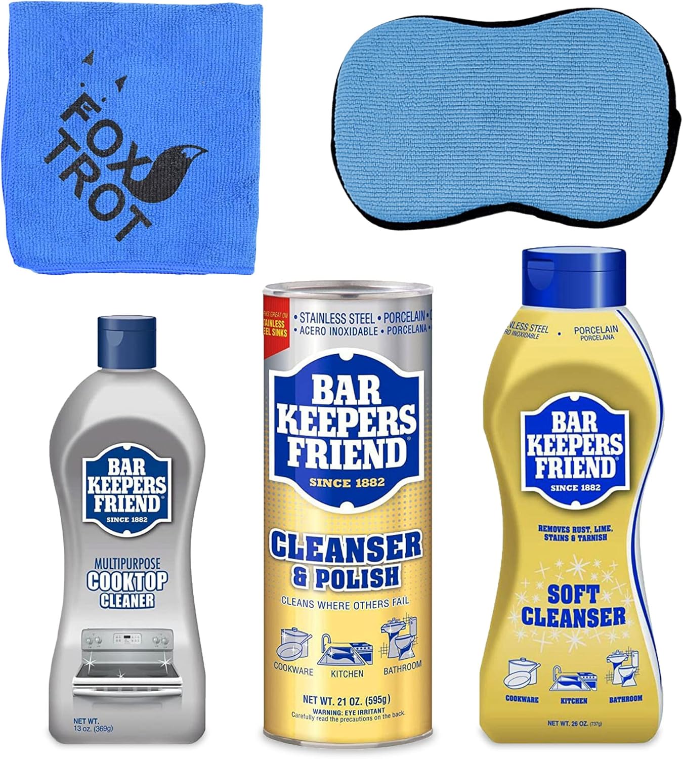 BA KEEPER FRIEN Cleanse Tri Meg Bundl (2 O Cleanse an Polis Powde 2 O Liqui Sof Cleanse 1 O Cookto Cleaner Plu Foxtro Microfibe Towe an Microfibe Scrubbe Sponge