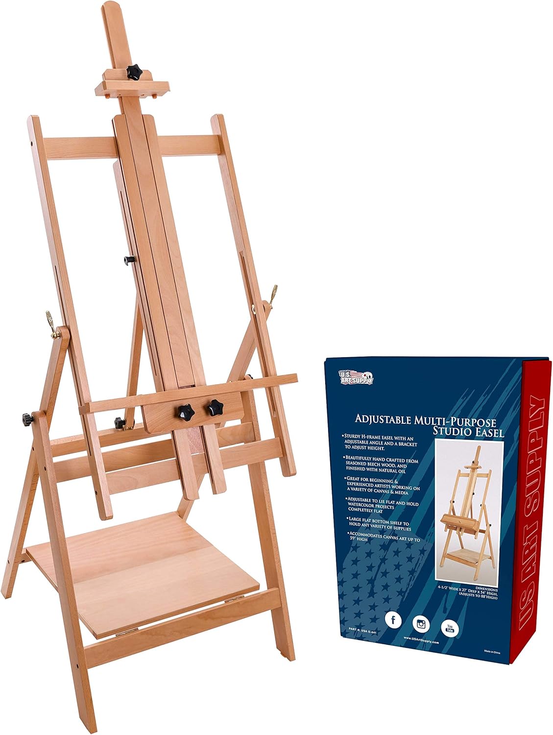 U.S Ar Suppl Larg Adjustabl H-Fram Multi-Purpos Studi Artis Ease 88inc High Hold 59inc Canva Sturd Woode Floo Paintin Holder Displa Stand Designe a Paintin Ease fo Adults