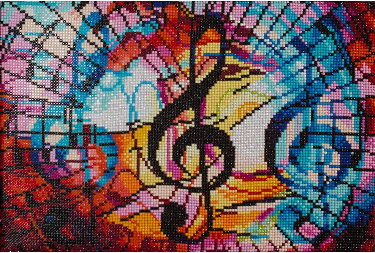 DIAMON DOT Tripl Trebl Musi Diamon Paintin Kit fo Adult Diamon Ar Kit Relaxin Creativ Craf Ki wit Dot Gem 10.6inchx15.7inch