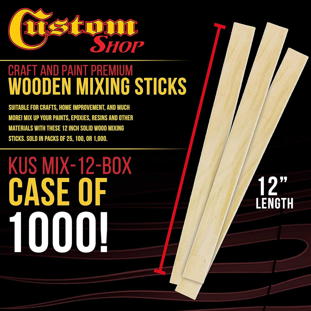Custom Shop Craft and Paint Stirrers - 12inch Premium Grade Wood - Full Case of 1000