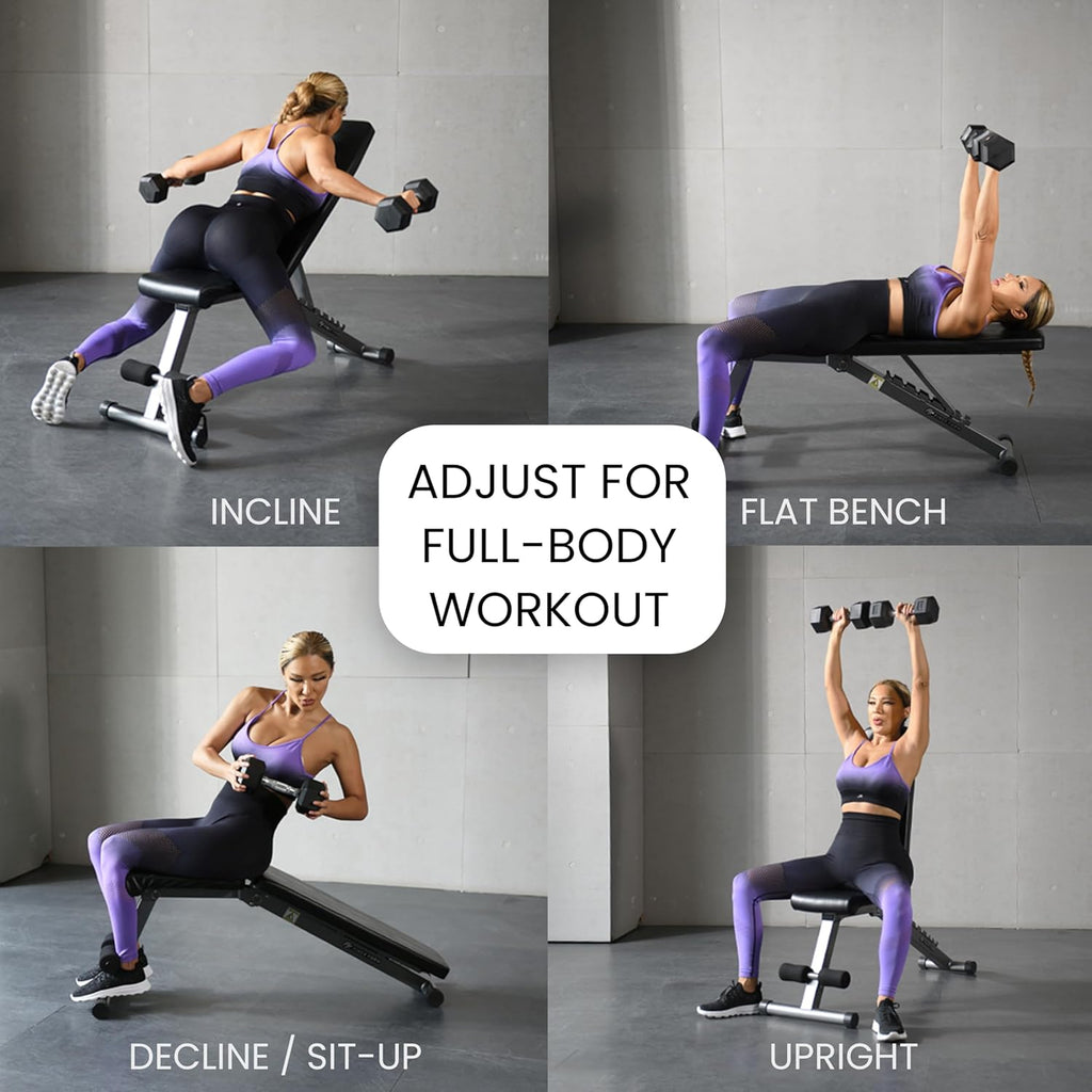 F Fine For 5-in- Weigh Bench Adjustabl Foldabl fo Benc Press Strengt Trainin an Ful Bod Workout Perfec fo Dumbbel Set o a Adjustabl Dumbbel Se i You Hom Gym