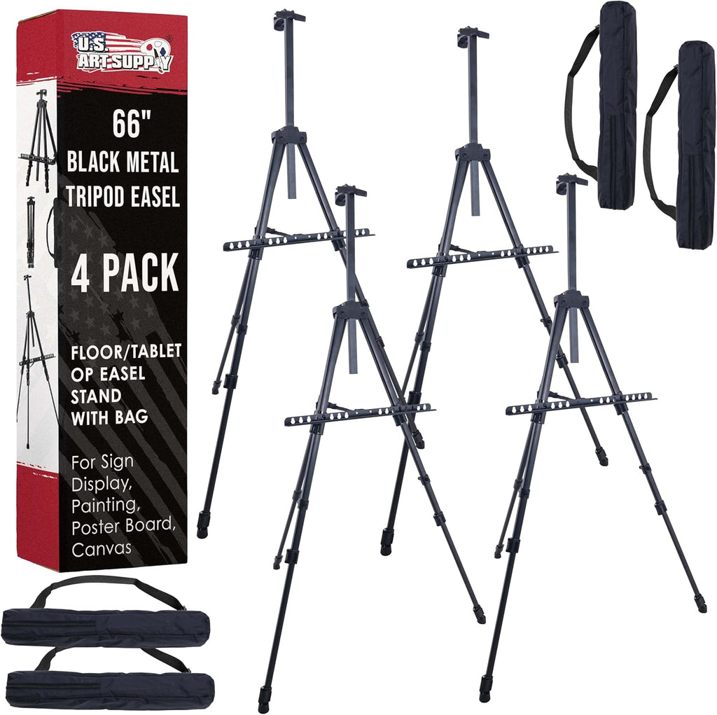 U.S Ar Suppl 66inc Blac Meta Tripo Ease Displa ( Pack Adjustabl 20inch 5.5' Hold 32inc Canva Floor/Tableto Ease Stand fo Sig Display Painting Poste Board Canva Portabl Bag