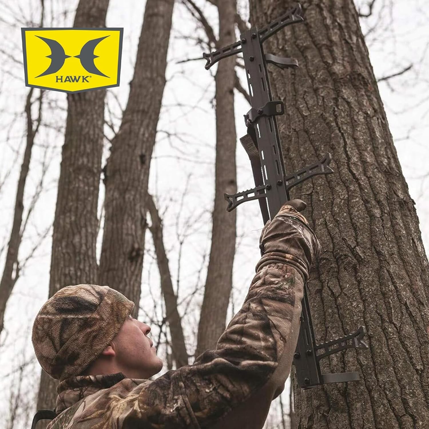Hawk Traction Climbing Stick, 20 Foot Tree Climbing Hunting Gear with Double Traction Grip, Hunting Accessories for Tree Stands, Deer Stands, & Blinds