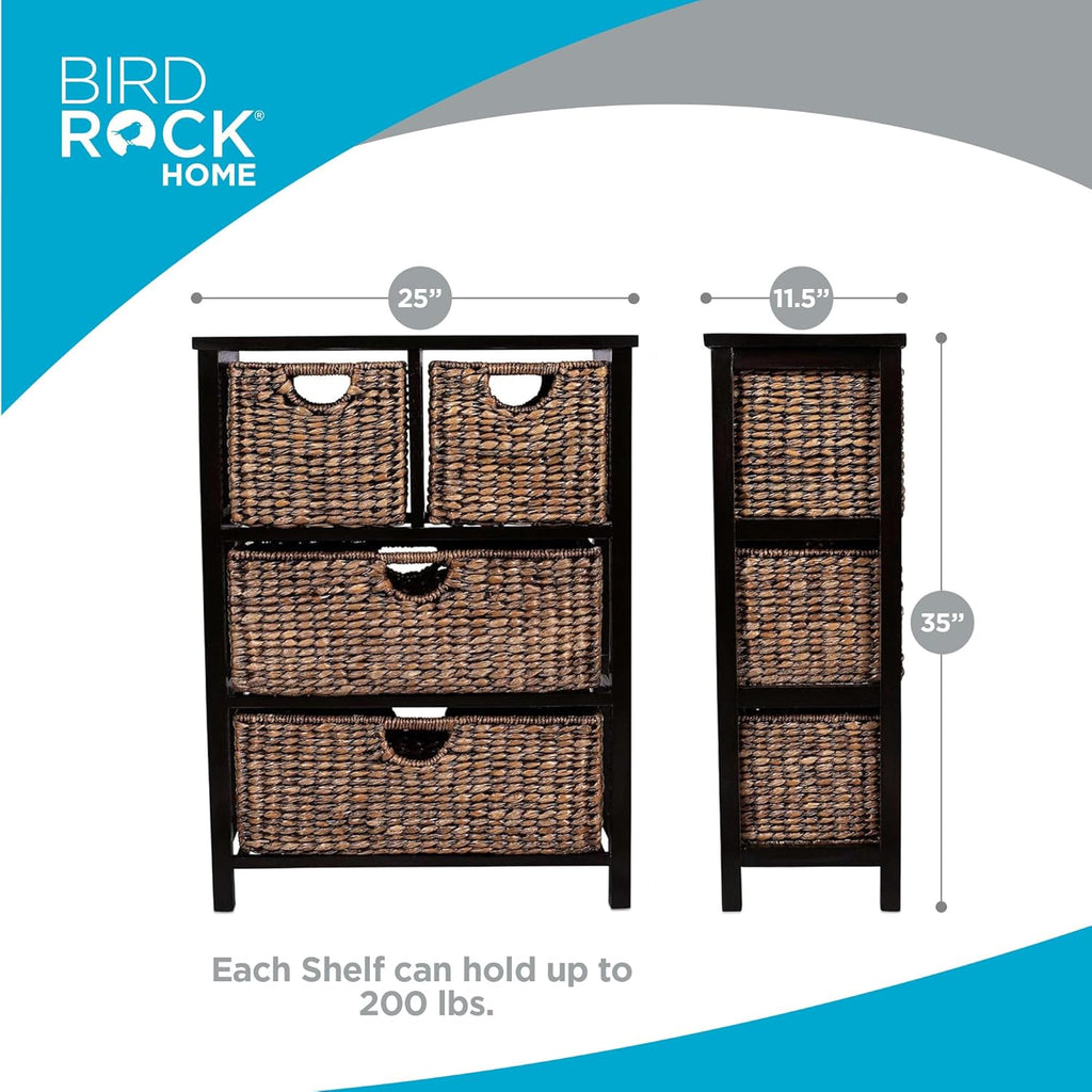 BIRDROC HOM Seagras Cubb Dresse  Drawe Bin Decorativ Woo Storag Cubbie Shel Organize Industria Furnitur Ches Baske Espresso