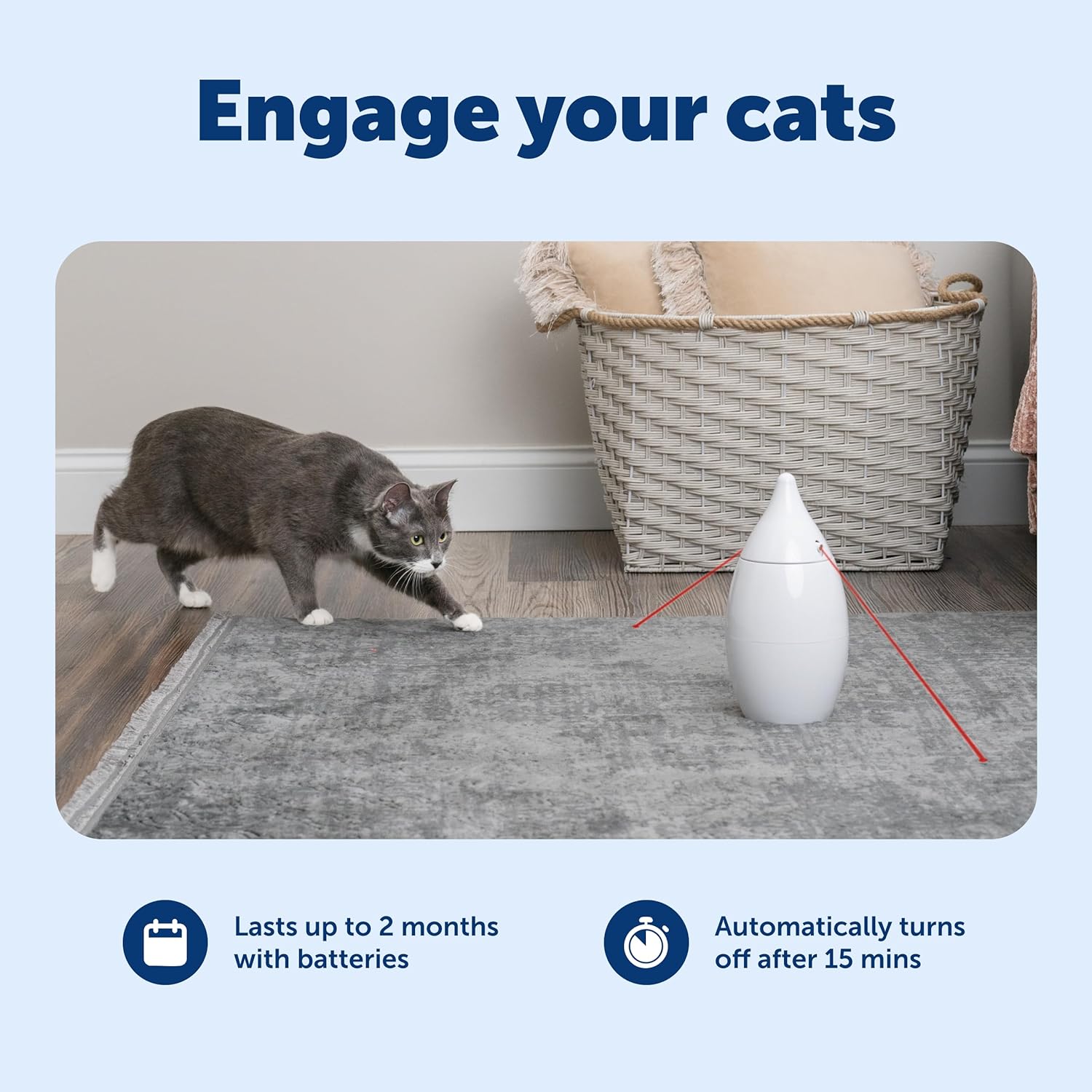 PetSafe Zoom Rotating Laser Cat Toy - Encourages Multi-Cat Play - Dual Red Laser Beams - Motion Toy - Whisper Quiet Operation - Battery Operated