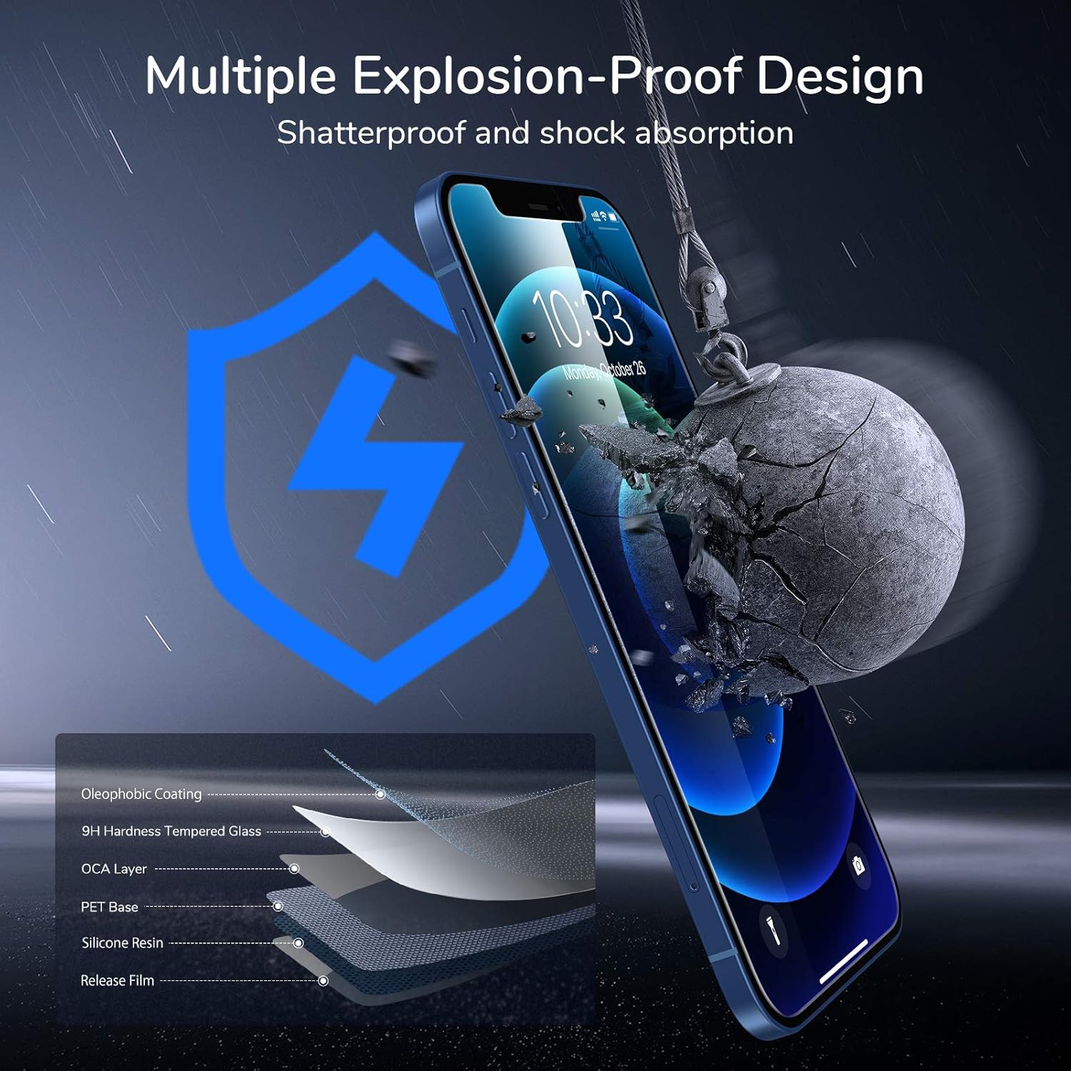 Scree Protecto fo iPhon 12/1 Pro Tempere Glas Fil [Eas Installatio Frame [9 Hardness [Cas friendly [99.99 H Clear [Bubbl Free [Sensitiv Touch fo Appl 6.1inc  Pack