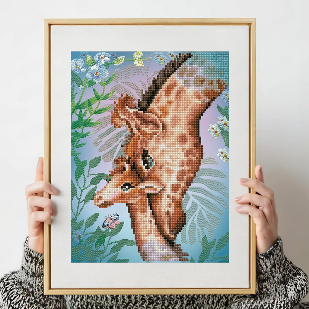 DIAMON DOT Guidin Lov Giraff Diamon Paintin Kit fo Adult Diamon Ar Kit Relaxin Creativ Craf Ki wit Dot Gem Giraff 10.6inchx13.8inch