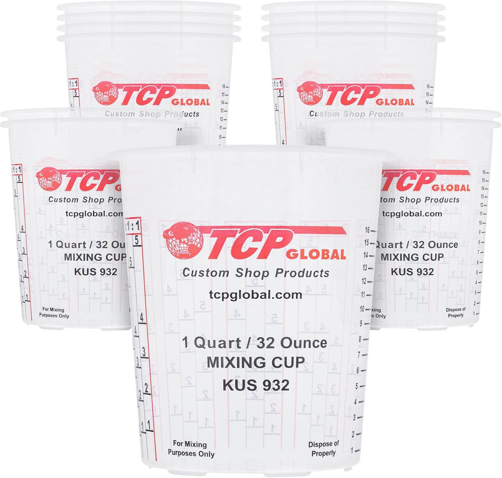 Custo Sho Pain Mixin Cups 32-Ounc (1 Pack Plasti Measurin Cup fo Liquids Automotiv Painting Epox Resin Acryli Arts Crafts Disposabl o Reusable Graduated Mixin Ratios
