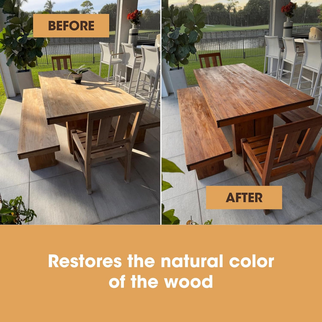 Furniture Clinic Teak Oil | 10x More Teak Oil | 170fl oz / 5 Liter | Wood Oil Protects Cleans Outdoor Indoor Furniture, Boats | Restore Protect Wood, Prevent Drying | Natural Matte Finish