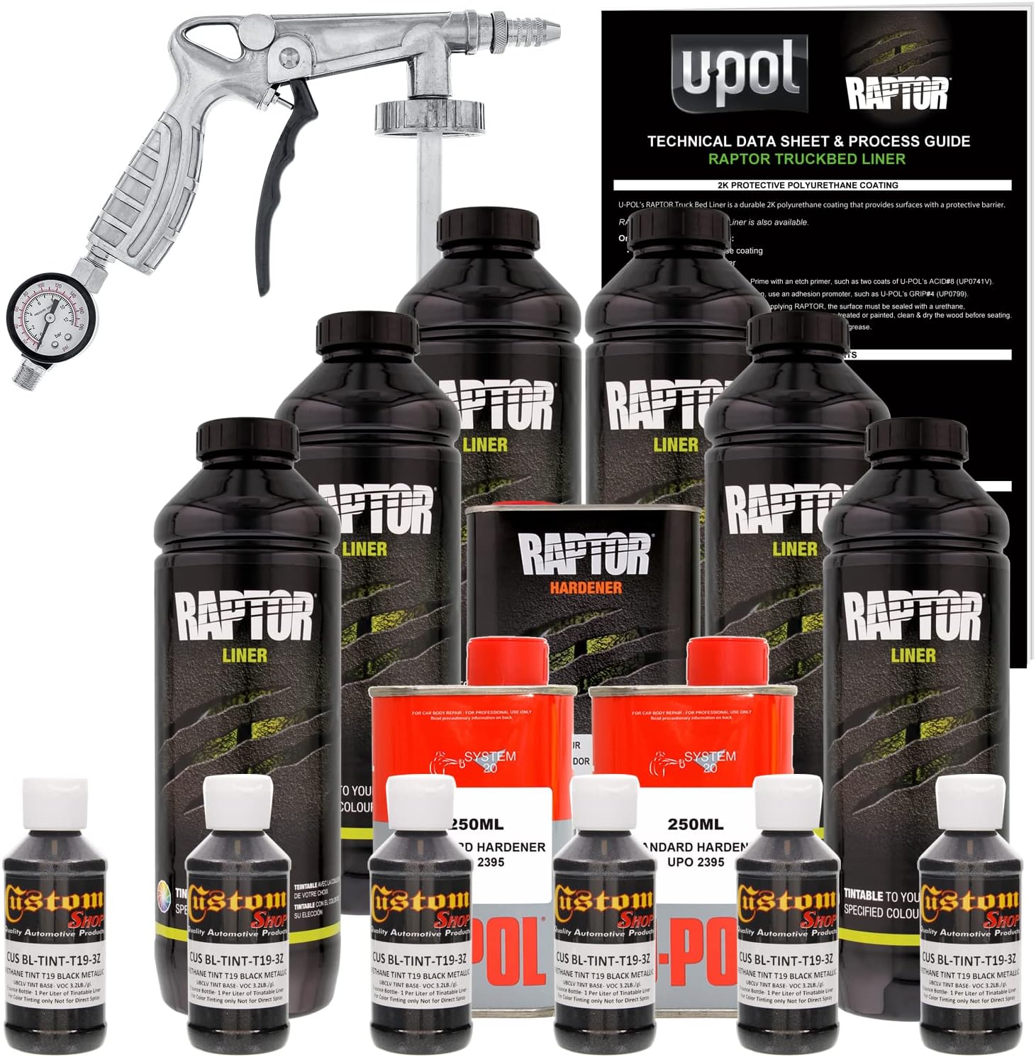 Custo Sho Blac Metalli Urethan Spray-O Truc Be Line Ki an Custo Coa Spra Gu wit Regulator Liters