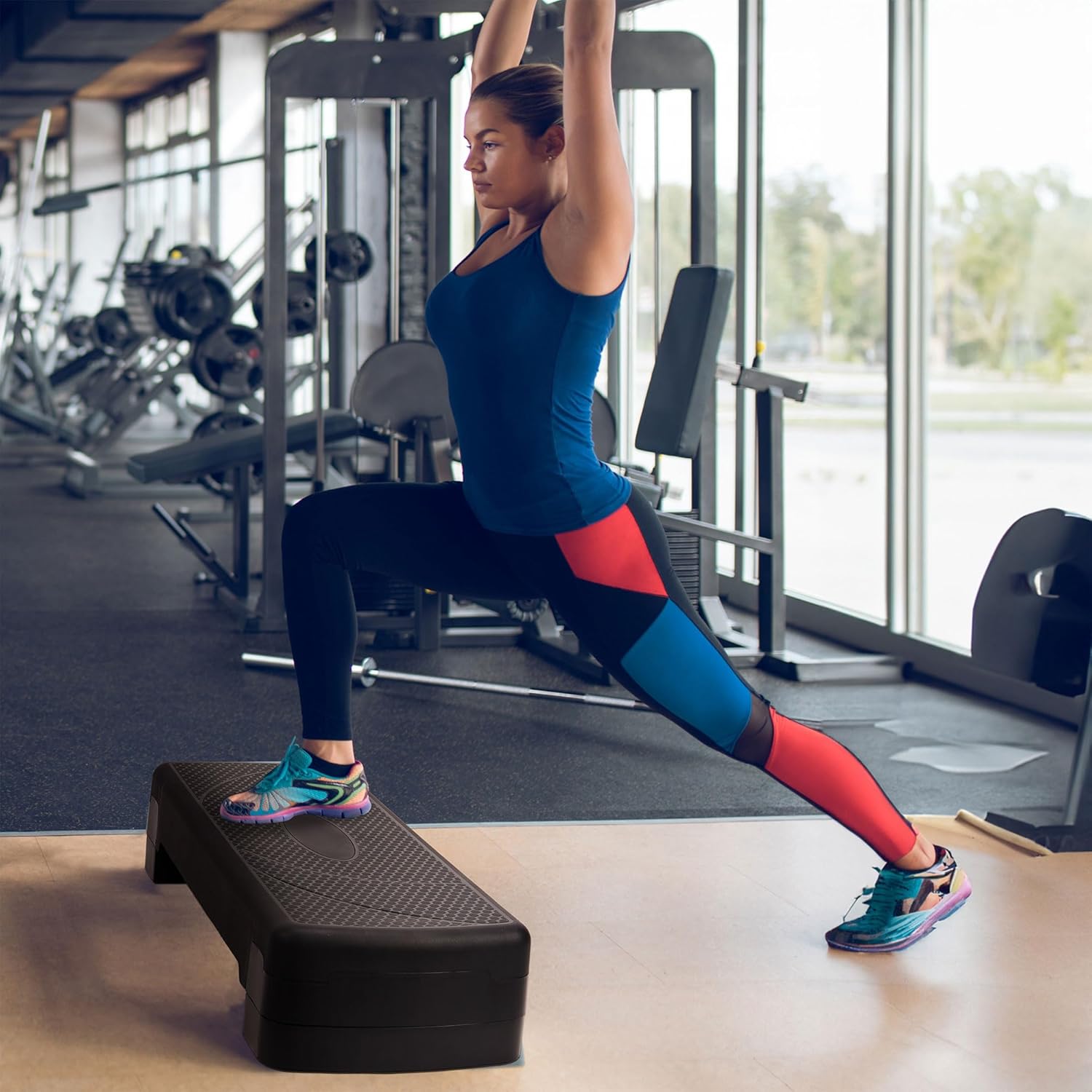 BalanceFrom Aerobic Step Platform Trainer with Adjustable 3-Level Risers, 400 Pound Weight Capacity ¨C Non-Slip Exercise Stepper for Cardio, Strength, and Fitness Workouts at Home or Gym