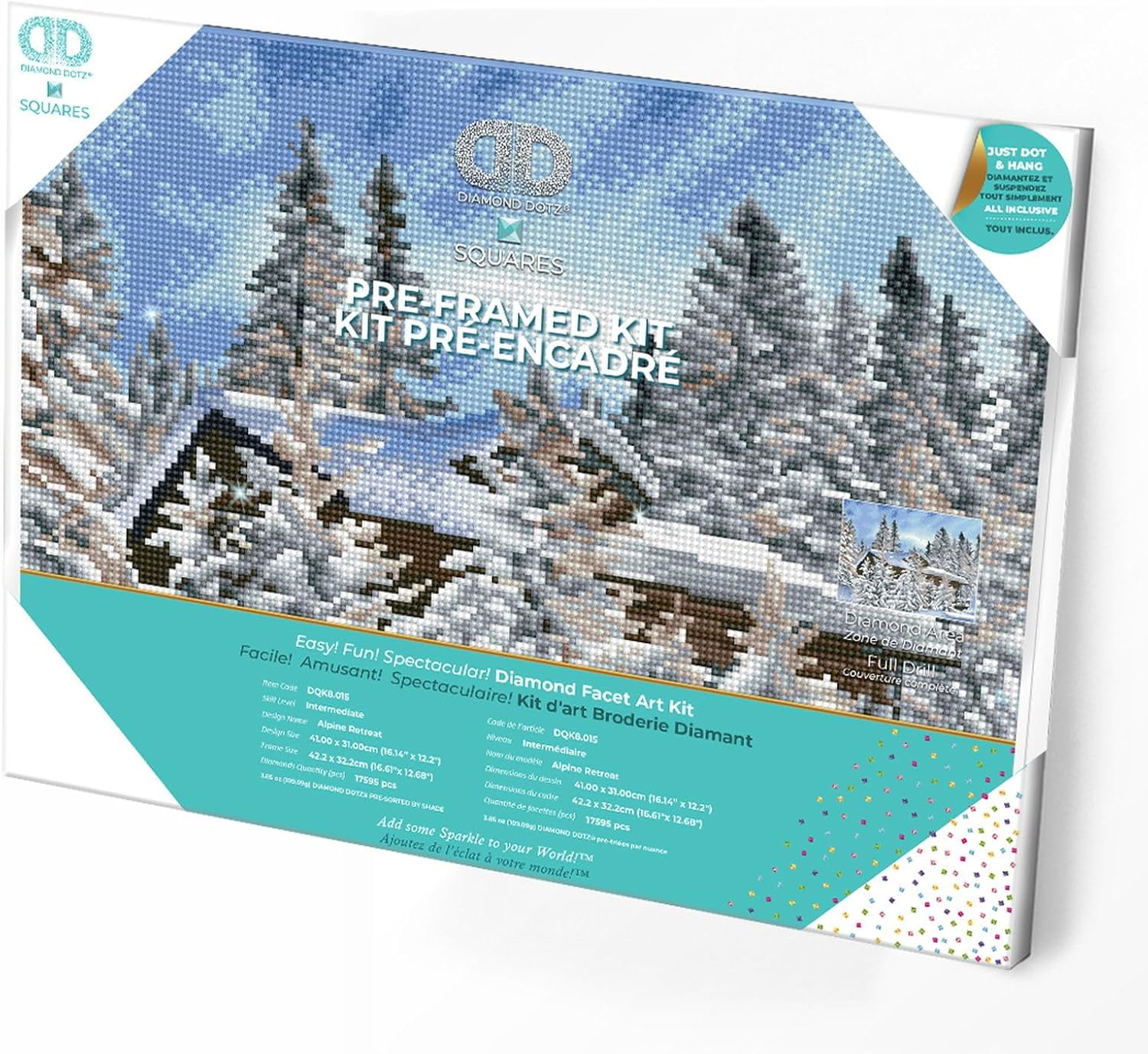 DIAMON DOT Alpin Retrea Pre-Frame Ki Landscap Diamon Paintin Kit fo Adult Diamon Ar Kit Relaxin Creativ Craf Ki wit Dot Gem 12.2inchx16.1inch