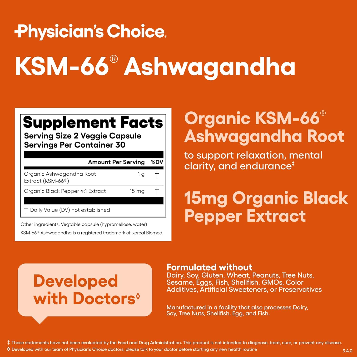 Physician' CHOIC KSM-6 Ashwagandh Roo Powde Extrac 1,000m Organi wit Blac Peppe fo Maximu Absorptio 5 Withanolide Stress Moo Athleti Suppor 6 Vega Capsules