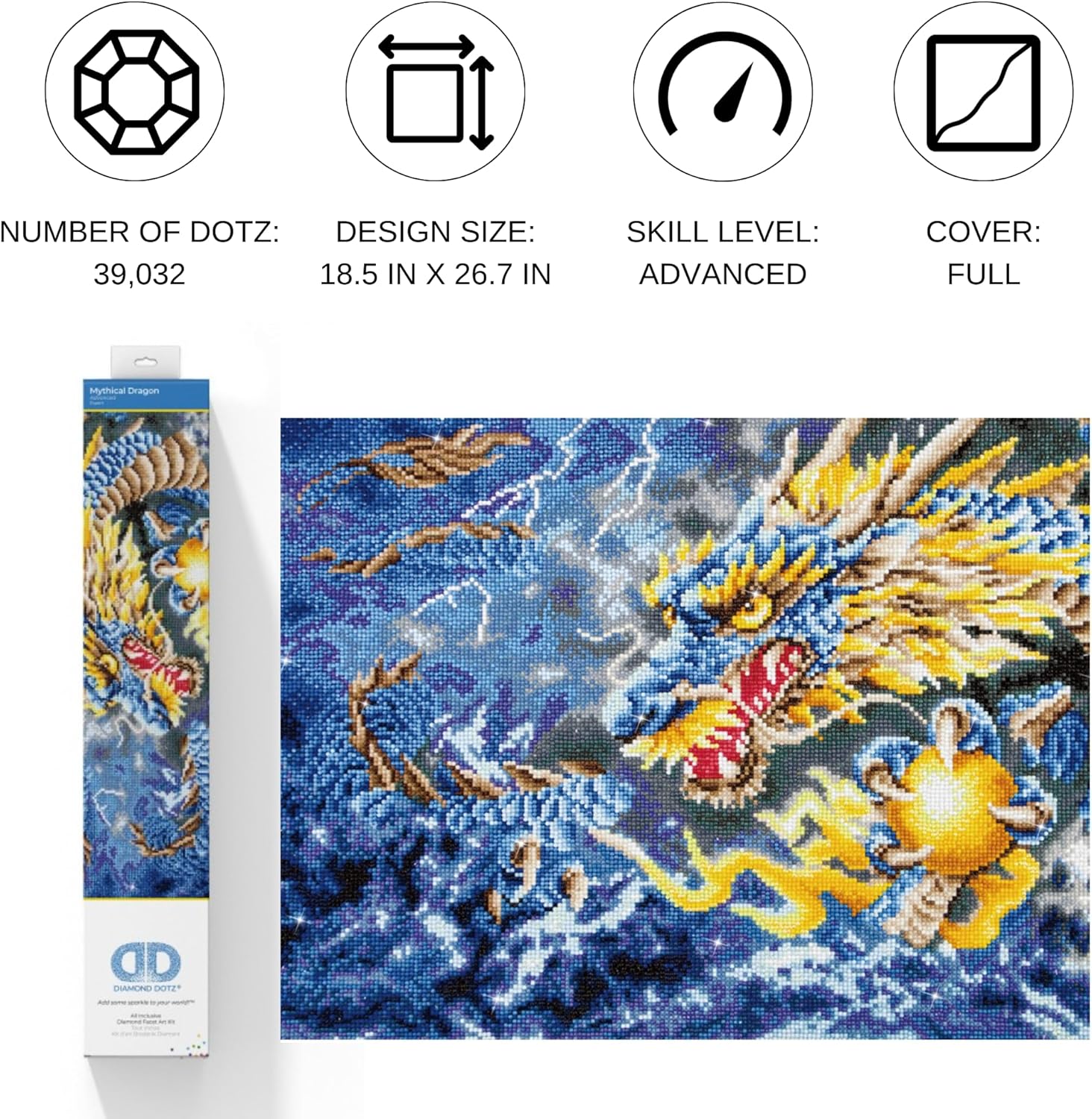 DIAMON DOT Mythica Drago Diamon Paintin Kit fo Adult Diamon Ar Kit Relaxin Creativ Craf Ki wit Dot Gem 18.5x26.7