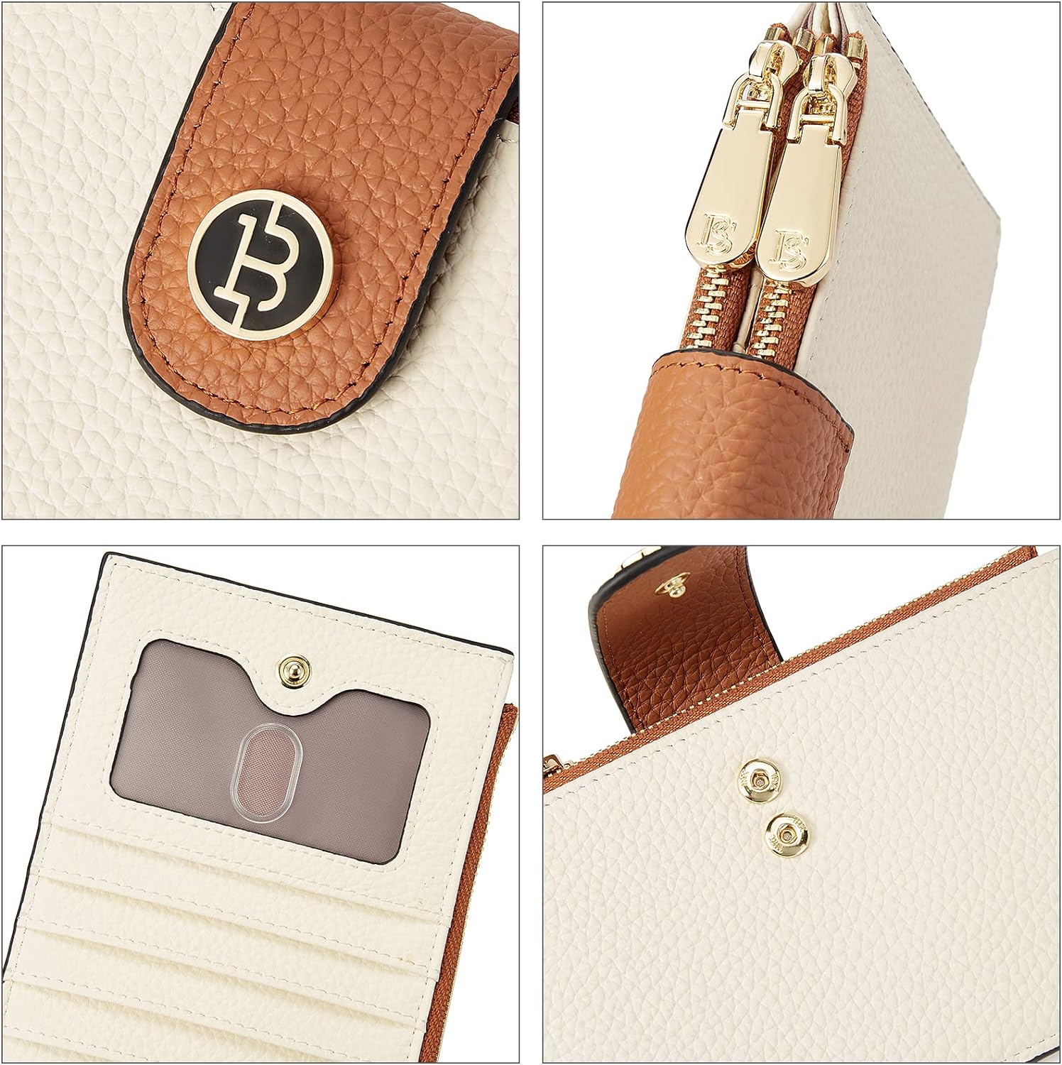 BOSTANTEN Leather Wallets for Women Large RFID Blocking Slim Bifold Purse Card Holder with Zipper Pocket