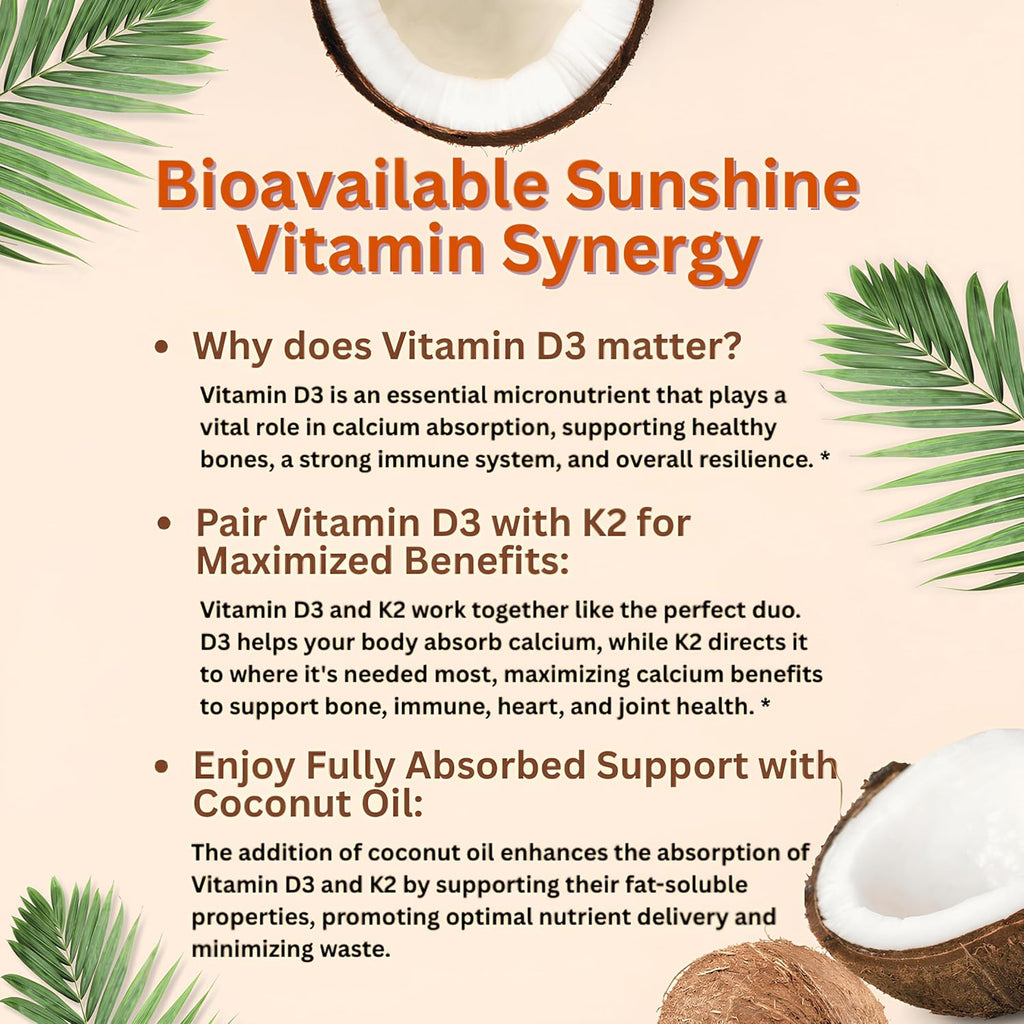 Micr Ingredient Vitami D 10,00 I K MK- 20 mcg 30 Softgel wit Virgi Coconu Oi 2-in- Vitamin  Comple Extr Strength Eas t Swallow Non-GMO Glute Free