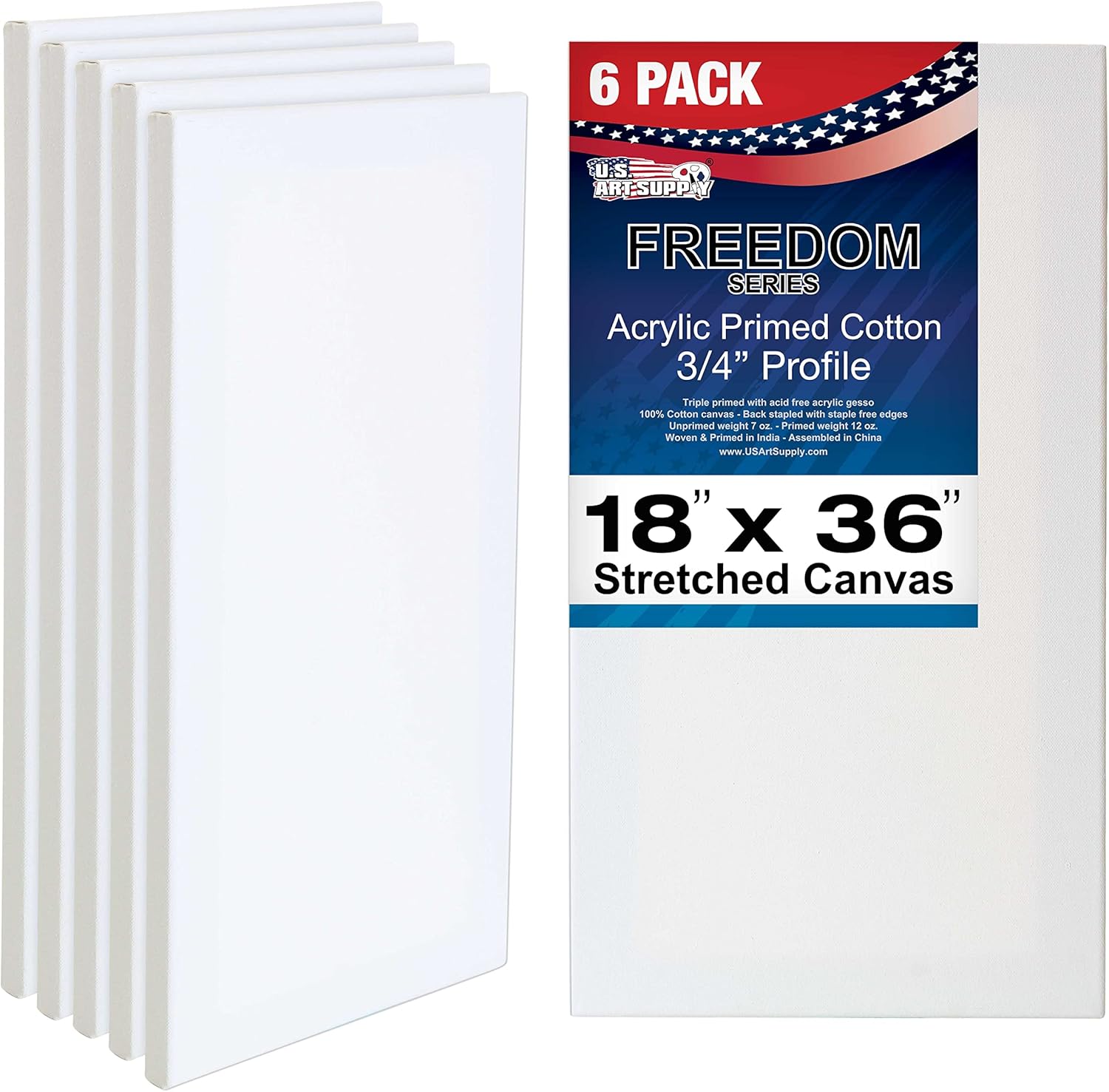 U.S Ar Suppl 1 3 inc Stretche Canva 12-Ounc Tripl Primed 6-Pac Professiona Artis Qualit Whit Blan 3/4inc Profile 100 Cotton Heavy-Weigh Gess Acryli Pouring Oi Painting