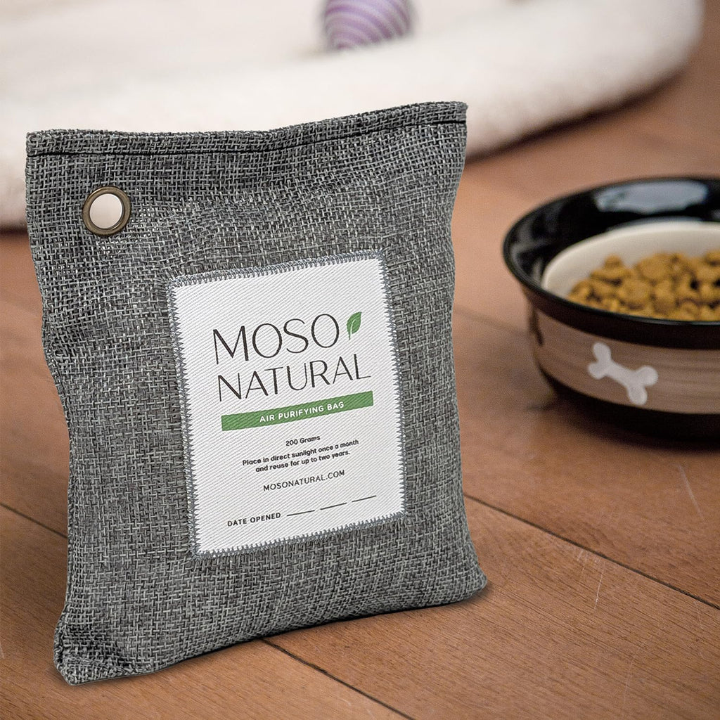Mos Natura Ai Purifyin Ba 200 ( Pack Premiu Bambo Charcoa Odo Absorbe fo Hom Ca Close Odo Eliminator Smal Roo Deodorize Ca Ai Freshene Lon Lastin Charcoa Bags