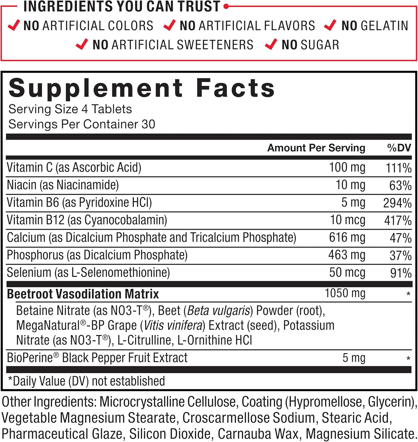 Force Factor Total Beets Blood Pressure Support with Grape Seed Extract and Non GMO Beet Root Powder for Heart Health, Circulation, Blood Flow, 120 Count