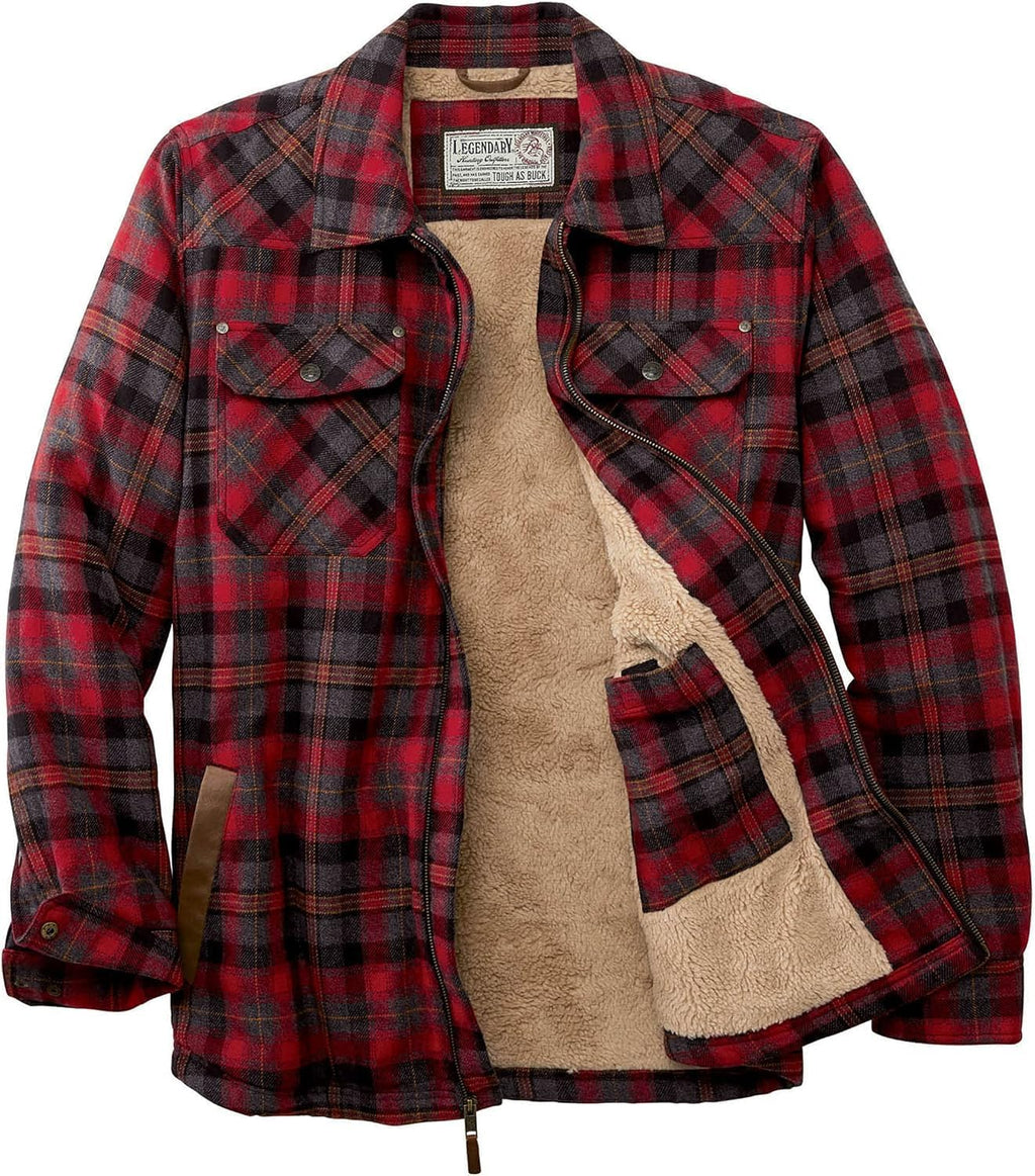 Legendar Whitetail Men Sherp Line Shir Jacke Flanne Shacke Full Insulated Rugge Re Plaid 2XL