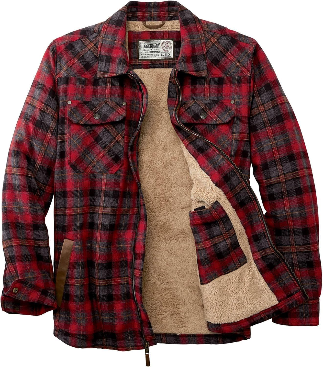 Legendar Whitetail Men Sherp Line Shir Jacke Flanne Shacke Full Insulated Rugge Re Plaid 2XL