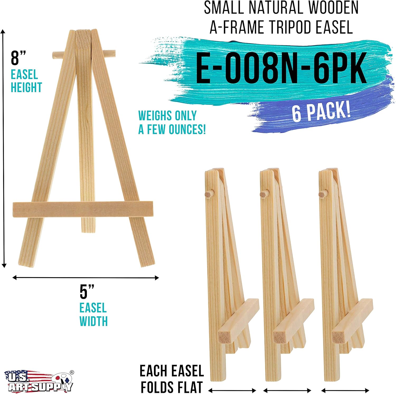 U.S Ar Suppl 8inc Hig Smal Natura Woode Ease ( Pack) A-Fram Canva Stan Tripod Smal Paintin Easel Tableto Ease fo Painting Canvases Studen Crafts Even Sign Photos
