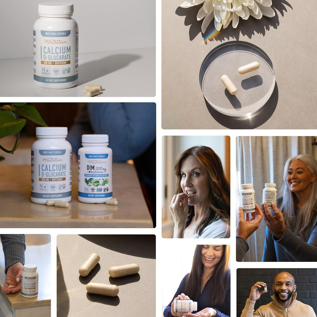 Calciu D-Glucarat 500M CD fo Live Deto an Cleanse Hormon Balance an Menopaus Suppor Calciu Supplemen Vegan Non-GMO Third-Part Teste 9 Capsule (3-Mont Supply)