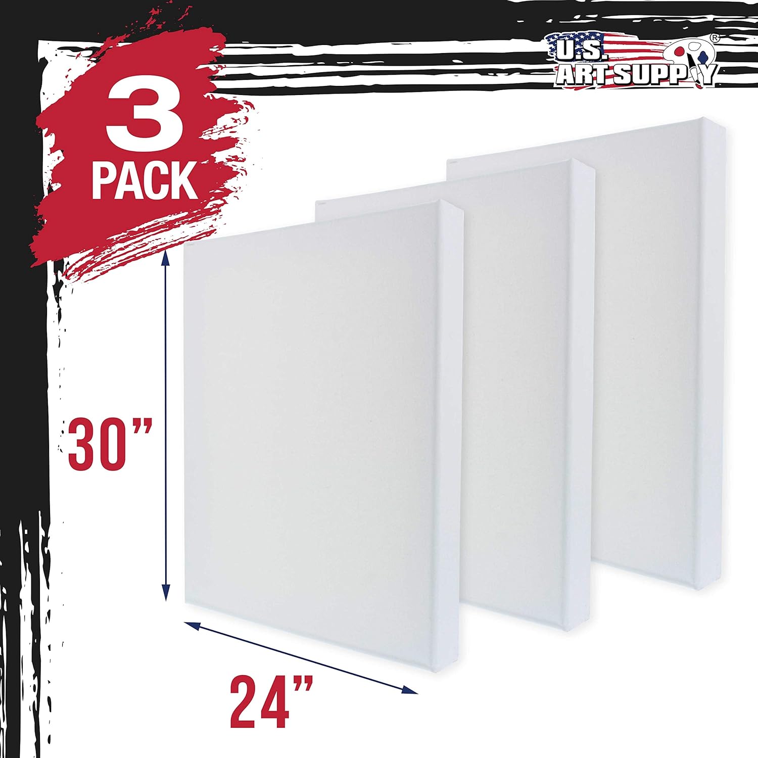 U.S Ar Suppl Larg Stretche Canva fo Paintin 24x3 inc Galler Dept 1-1/2inc Thick 3-Pac 12o Acryli Gess Tripl Primed Professiona Artis Quality 100 Cotto Oil Pourin Paint