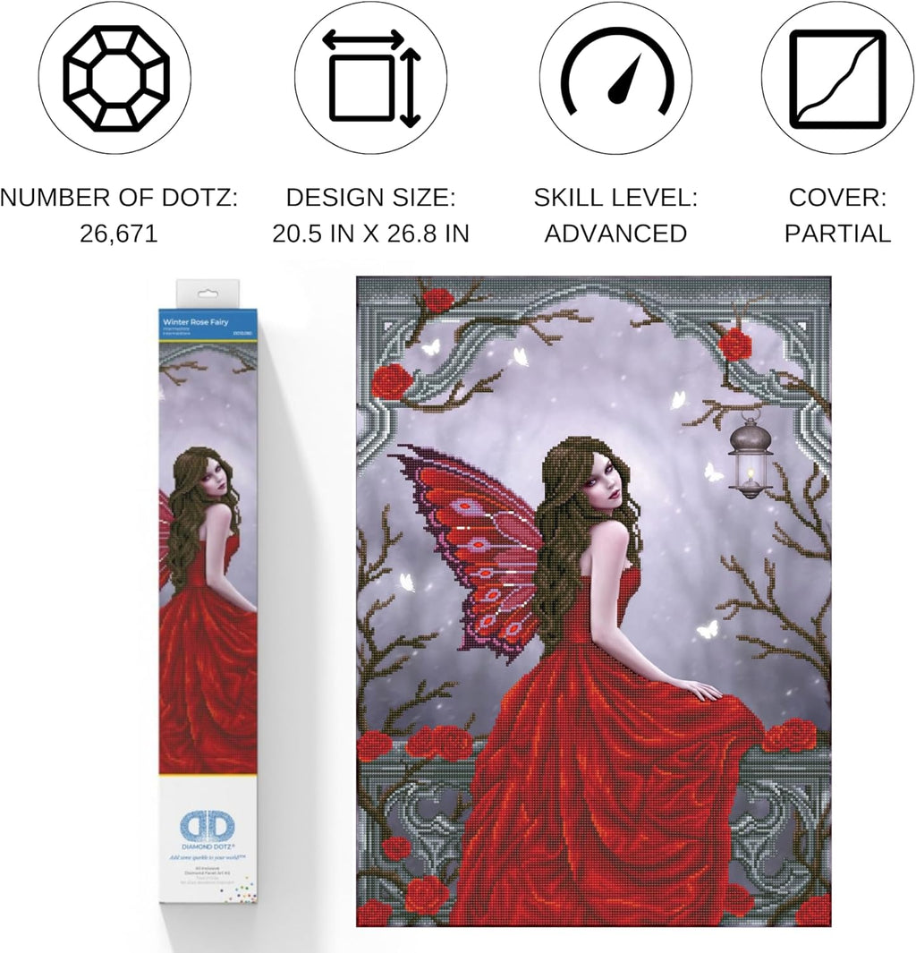 DIAMON DOT Winte Ros Fair Ar Kit Diamon Paintin fo Adults 20.5''x26.8''