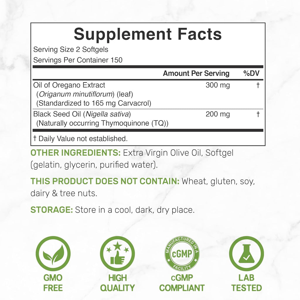 DEA SUPPLEMEN Oi o Oregan Softgel wit Blac See Oi 30 Coun 30: Extract Activ Carvacro Thymoquinon Antioxidan Immun Healt Suppor Plan Based Non-GMO