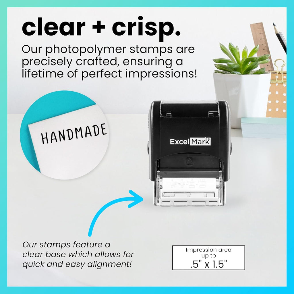 ExcelMark Custom One Line Stamp - Name Stamps Self Inking Personalized (Small)