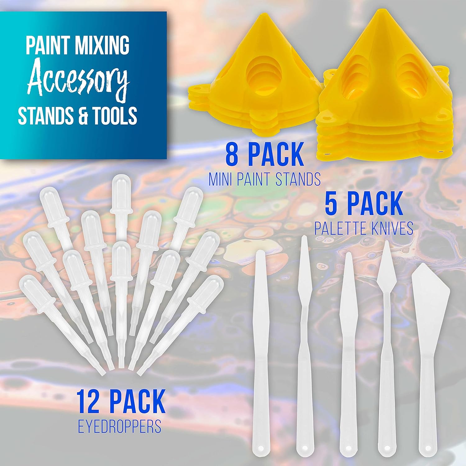 U.S Ar Suppl  Quar Floetro Additiv Pourin Suppl Pain Mediu Delux Ki fo Mixing Epoxy Resi Silicon Oil, an 1 Ounc Plasti Cups Min Paintin Stands Sticks Pallet Knifes