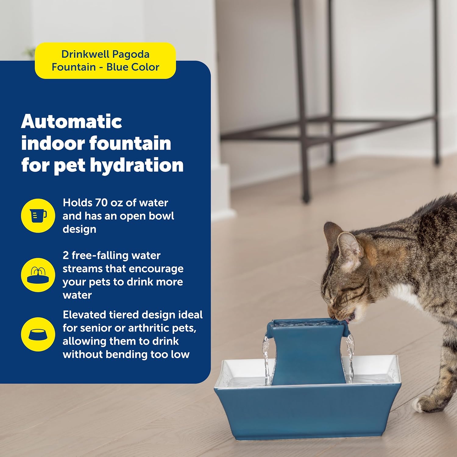 PetSaf Drinkwel Pagod Fountai Hygieni Cerami Continuou Flowin Fountai Elevate Uppe Bow Doubl Free-Fallin Strea Desig Minimalis Pe Hydratio Statio 7 o Capacity