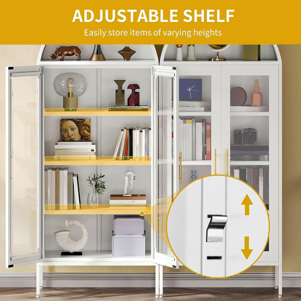 DWV Arche Displa Cabine wit Glas Doors 71inc Tal Storag Organize Cabine wit Adjustabl Shelves Curi Cabine wit LE Lights Tie Bookcas fo Collectible Livin Roo Office White