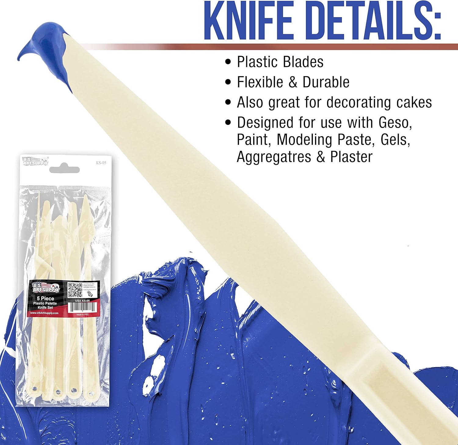 U.S Ar Suppl 5-Piec Plasti Palett Knif Se fo Acryli Paintin Pain Spatul Tool fo Oil Canva Ar Paintin Knive fo Mixing Texturin Palle Knive fo Ar Cak Decorating