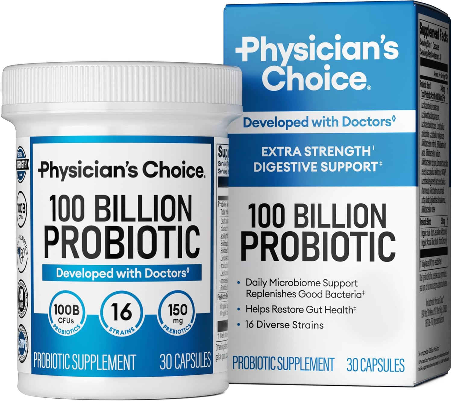 Physician' CHOIC 10 Billio Advance Probioti 1 Strain Organi Prebiotic Digestiv Gu Healt Support Occasiona Constipation Diarrhea Ga Bloatin Probiotic fo Wome Men