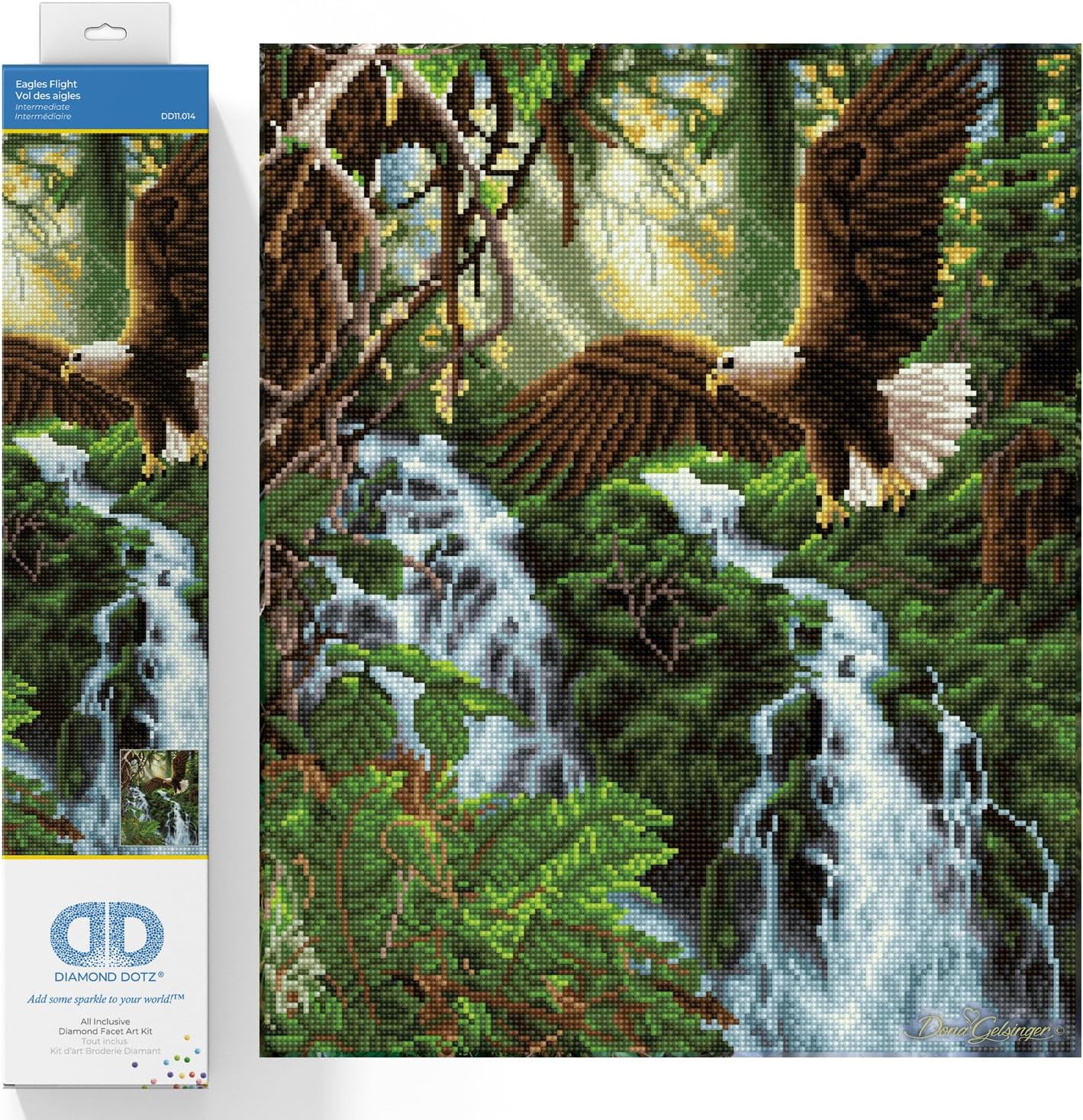 DIAMON DOT Eagle Fligh Diamon Paintin Kit fo Adult Diamon Ar Kit Relaxin Creativ Craf Ki wit Dot Gem 20.1x16.1