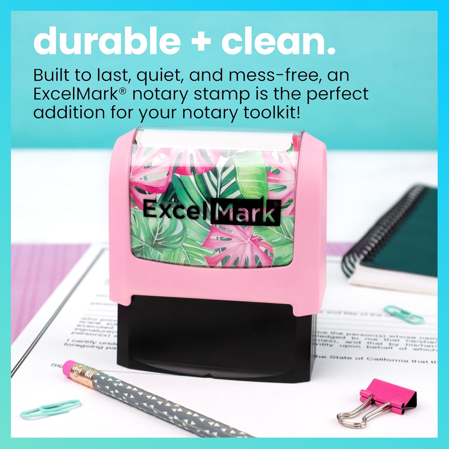 ExcelMark Notary Stamp for All 50 States - Official State Seal - Louisiana - Pink