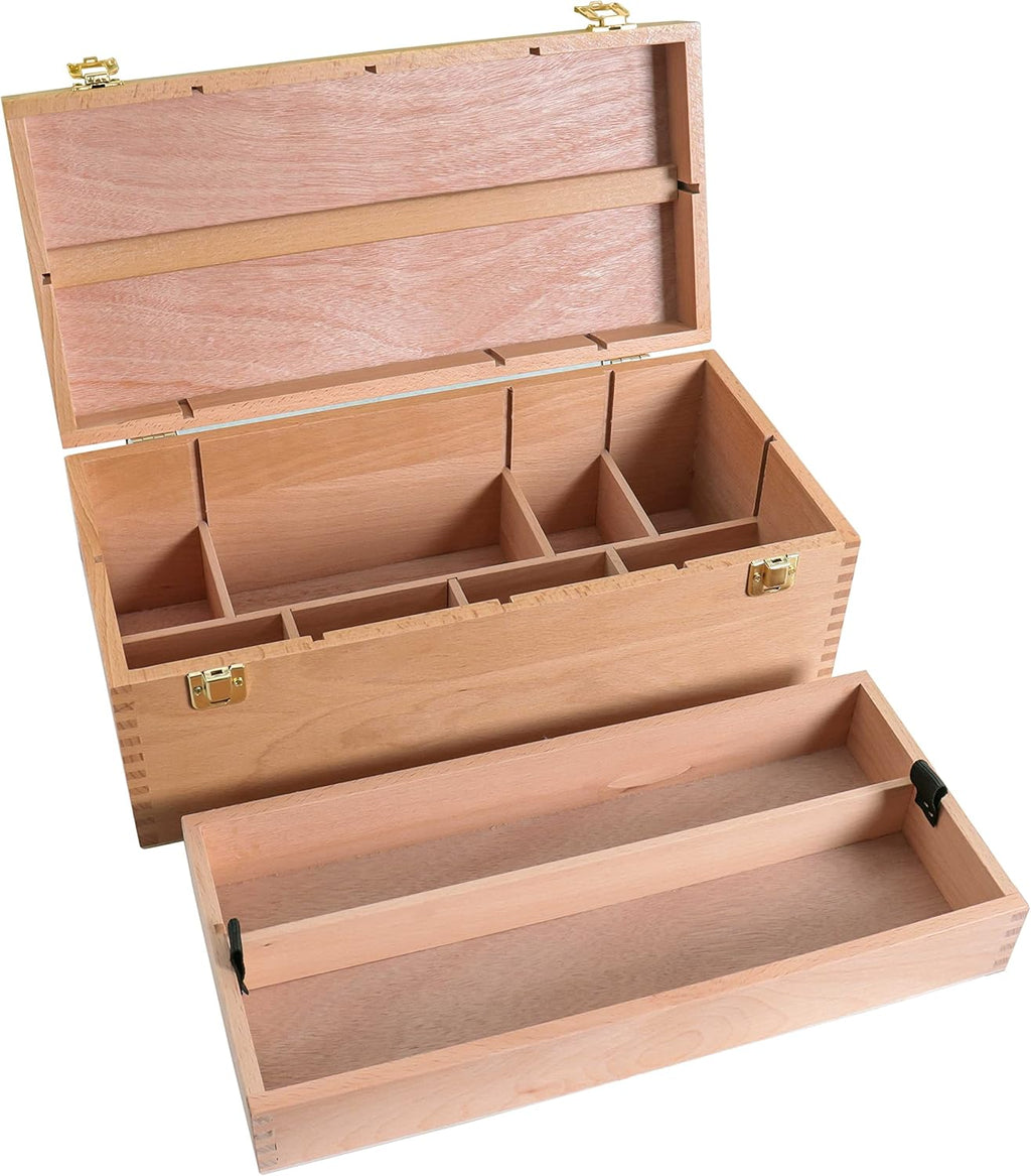 U.S Ar Suppl Multi-Functio Artis Suppl Bo wit Lockin Clasp Removabl Tra Woode Ar Bo fo Artis Supplies Brushes Pencils Erasers Too Storag Organize Case