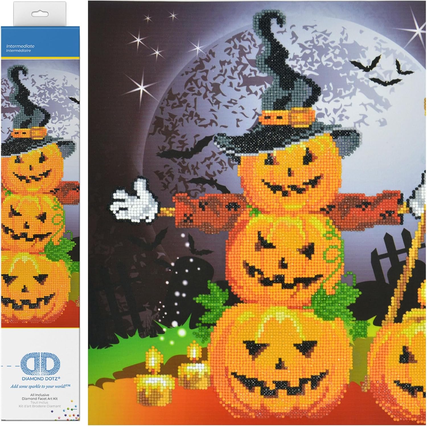DIAMON DOT Hallowee Scarecro Diamon Paintin Kit fo Adult Diamon Ar Kit Relaxin Creativ Craf Ki wit Dot Gems