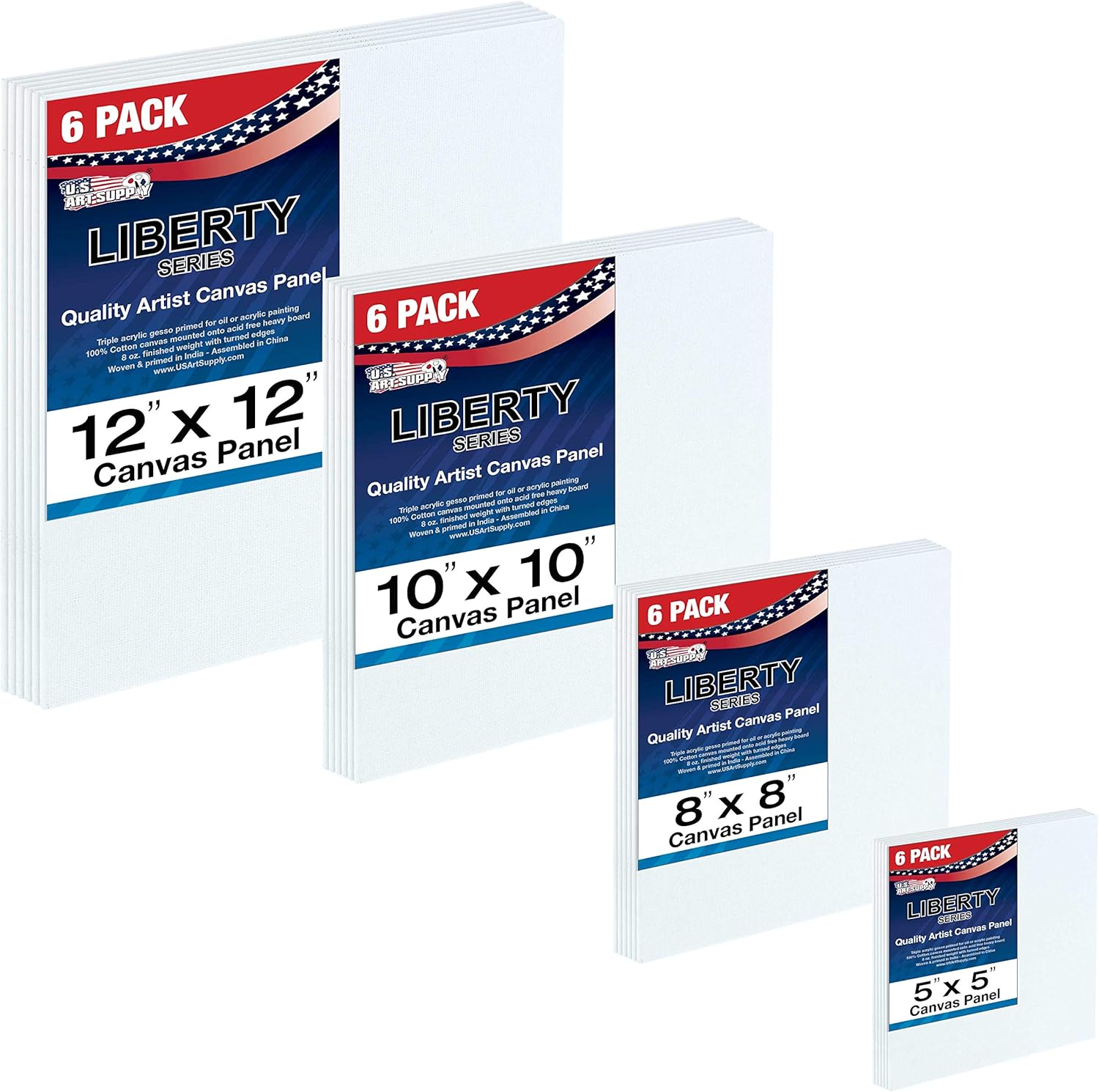 U.S Ar Suppl Multi-Pac 6-E o  5  8 1 10 1 1 inch Professiona Qualit Squar Artis Canva Pane Boar Assortmen Pac (2 Tota Pane Boards)